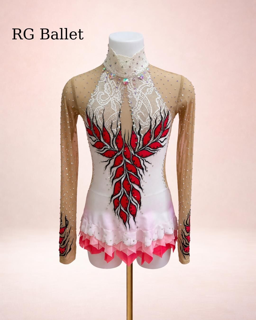 Taşlı Ritmik Cimnastik Mayo – Kızıl Zarafet (RB-Elite 06 modeli)