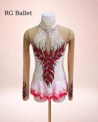 Taşlı Ritmik Cimnastik Mayo – Kızıl Zarafet (RB-Elite 06 modeli)