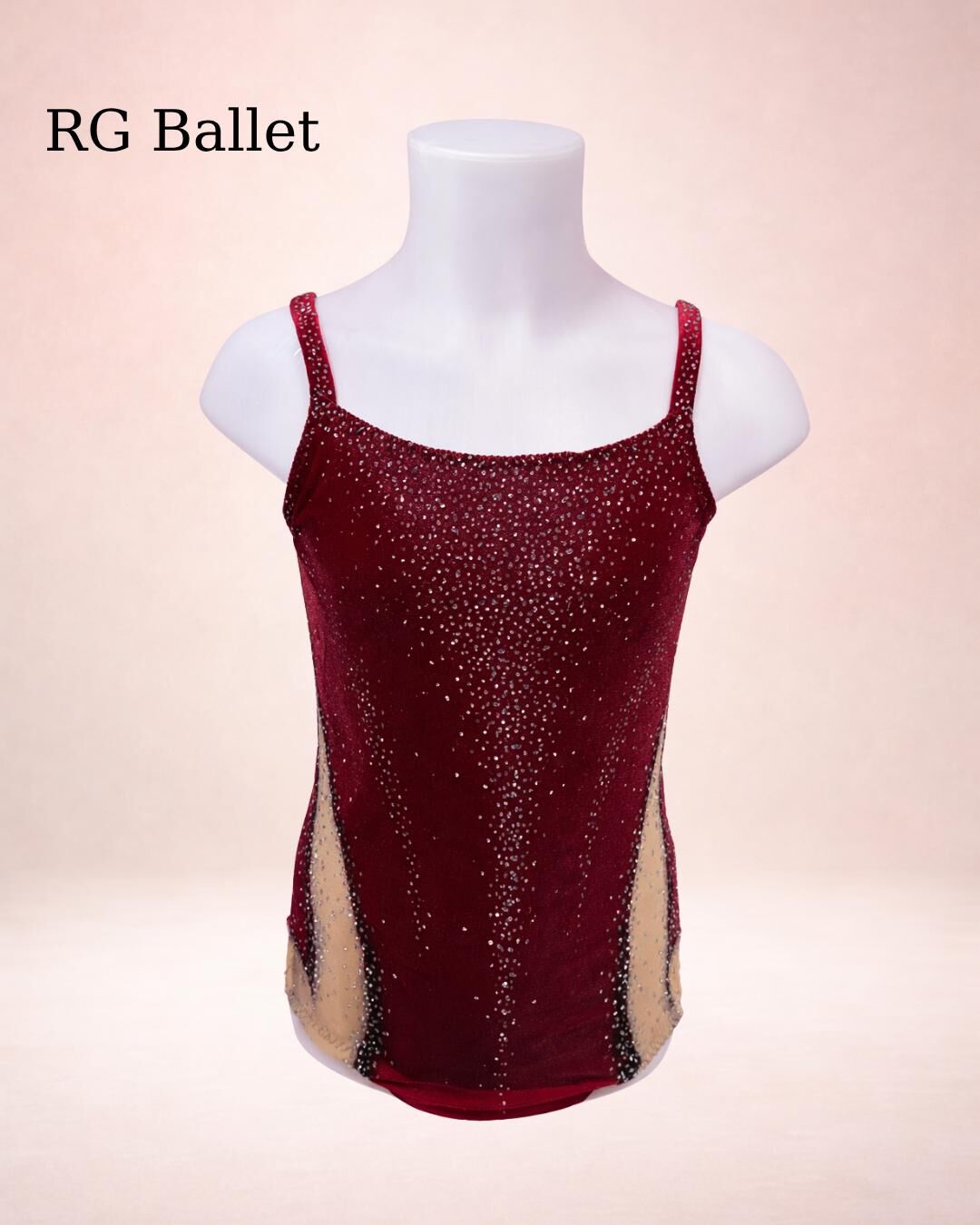 Taşsız Ritmik Cimnastik Mayo – Bordo Işıltı (RB-Velour 23 modeli)