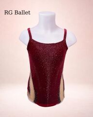 Taşsız Ritmik Cimnastik Mayo – Bordo Işıltı (RB-Velour 23 modeli)