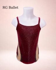 Taşsız Ritmik Cimnastik Mayo – Bordo Işıltı (RB-Velour 23 modeli)