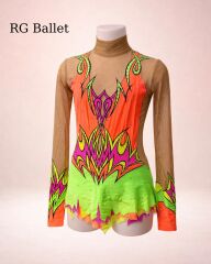 Taşlı Ritmik Cimnastik Mayo – Neon Alev (RB-Fire 34 modeli)