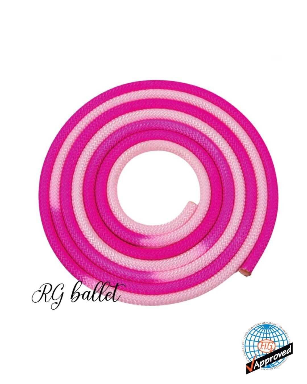 Amaya Çok Renkli Ritmik Cimnastik İpi - Beyaz/Pembe/Fuşya (FIG)
