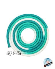 Amaya Çok Renkli Ritmik Cimnastik İpi - Beyaz/Açık Yeşil/Koyu Yeşil (FIG)