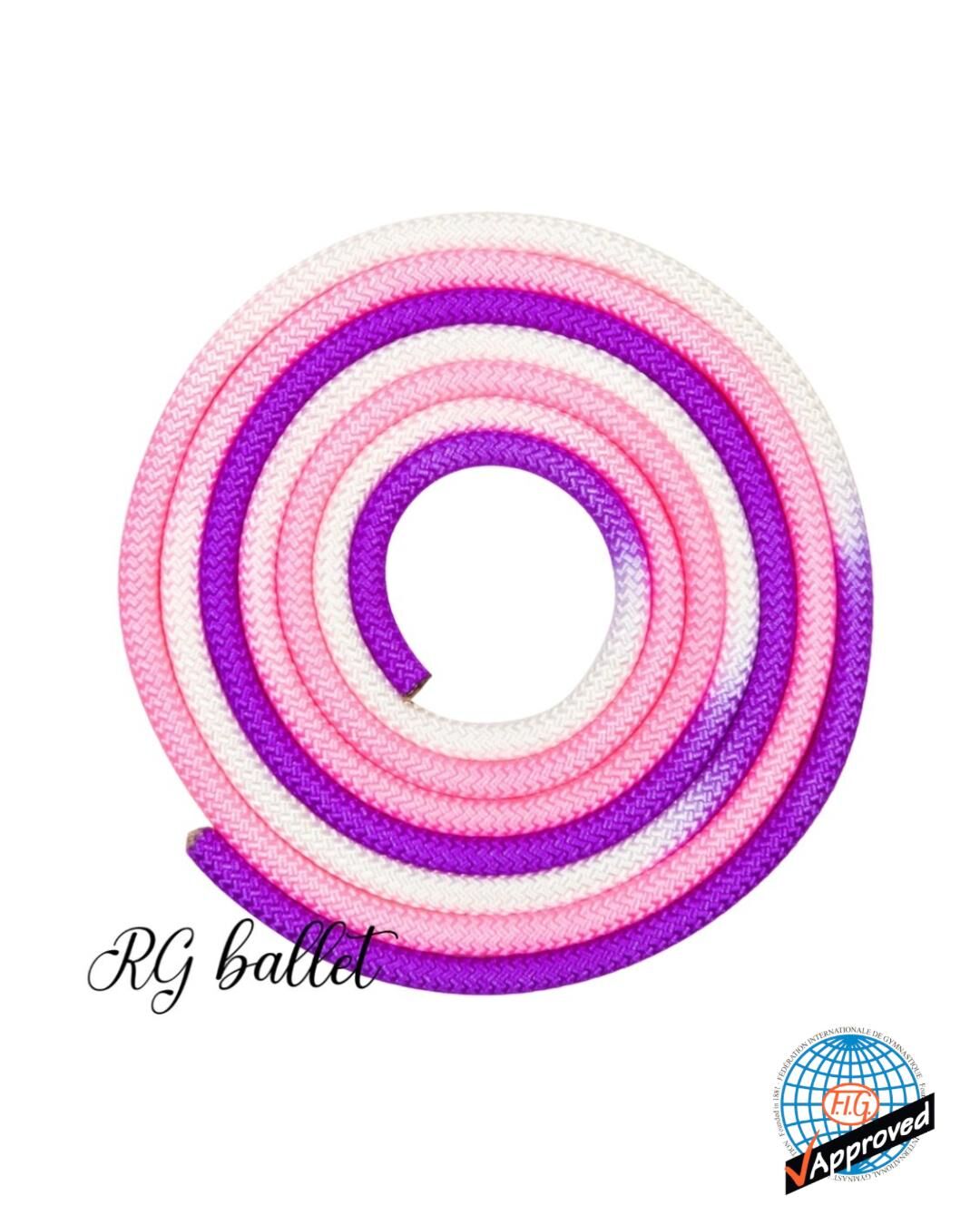 Amaya Çok Renkli Ritmik Cimnastik İpİ - Beyaz/Açık Mor/Açık Pembe (FIG)